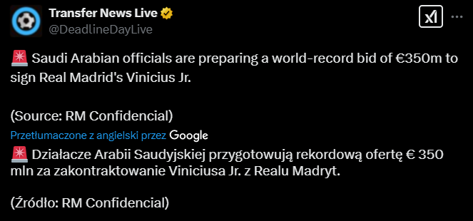 KOSMICZNA OFERTA dla Realu za Viniciusa! REKORD ŚWIATA POBITY O PONAD 100 MLN!